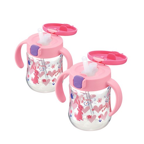 릿첼 TLI 빨대컵 200ml, 핑크, 2개입