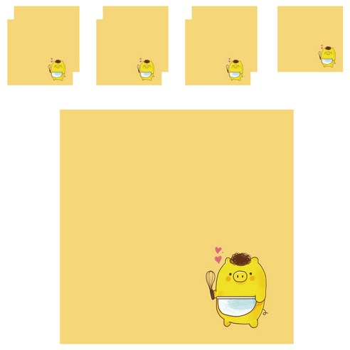 디자인매드 떡메모지 피그 85 x 85 mm 100p, 05 옐로우, 8개입