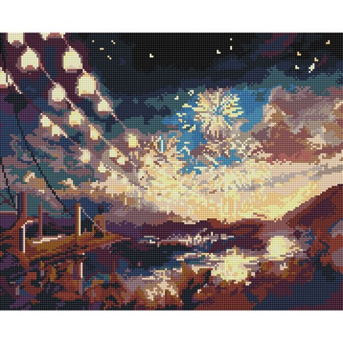아트조이 DIY 보석십자수 캔버스형 50 x 40 cm, 불꽃놀이, 1개