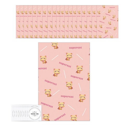 삼육오데이 디자인 페이퍼 기프트백 대 20p + 스티커 20p 세트, 핑크슈퍼캣, 1세트