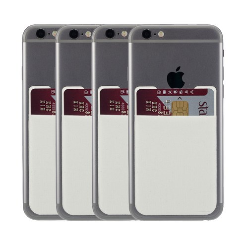 신지모루 멀티 스마트 파우치 파스텔 접착식 카드 케이스, 화이트, 4개입