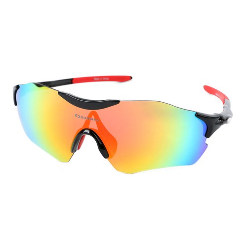 오클랜즈 편광선글라스 스포츠고글 S70, 블랙레드프레임 + 레드밀러편광렌즈