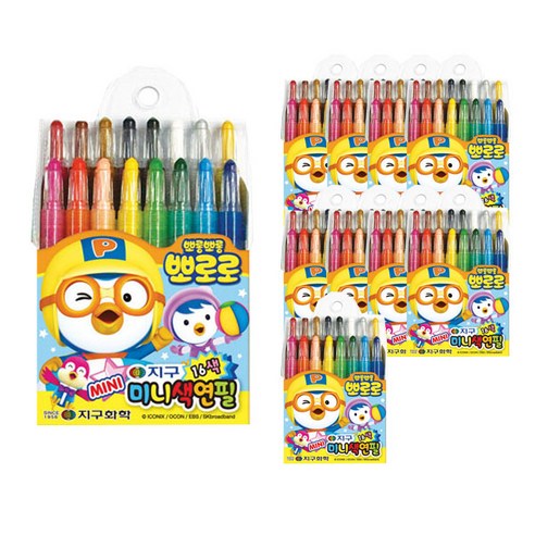 지구화학 뽀로로 샤프식 미니색연필 10p, 10개, 16색