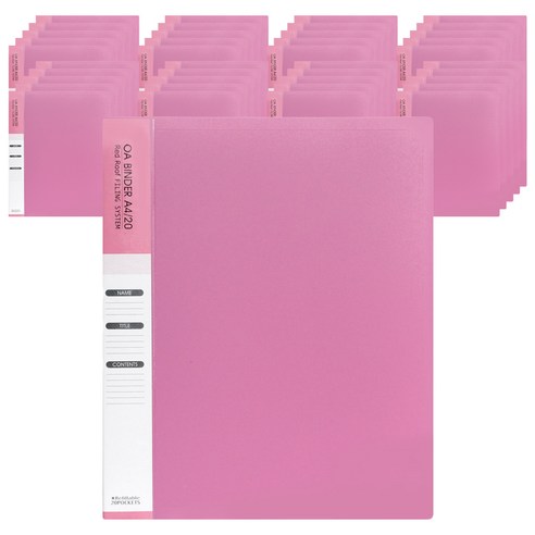 레드루프 OA 클리어바인더화일 A4 20매, 핑크, 60개입