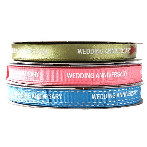 톡톡팬시 WEDDING ANNIVERSARY 프린팅 포장리본 세트, NO14, 13.5m