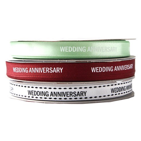 톡톡팬시 WEDDING ANNIVERSARY 프린팅 포장리본 세트, NO15, 13.5m