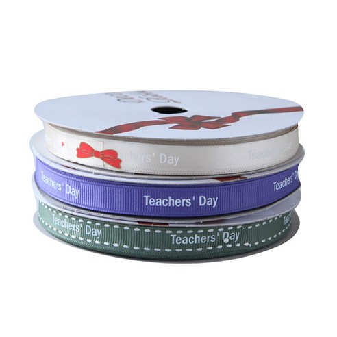 톡톡팬시굿즈 Teachers'' Day 프린팅 포장리본 3p 세트, NO6, 13.5m