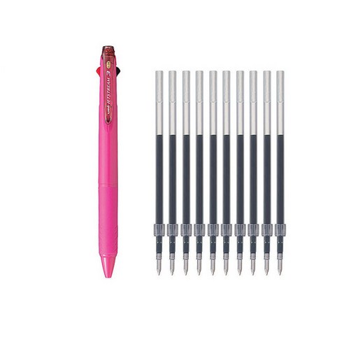 제트스트림 3색볼펜 0.38mm + 리필심 블랙 10p, 로즈핑크, 1세트