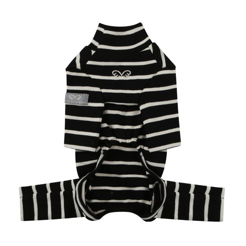 퍼피엔젤 강아지 High Neck Sleeve Stripes Overall, 999 BK