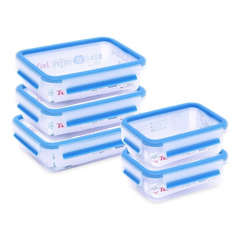 테팔 마스터씰 프레쉬 밀폐용기 세트, 1세트, 직사각 550ml x 2p + 800ml x 2p + 1.2L