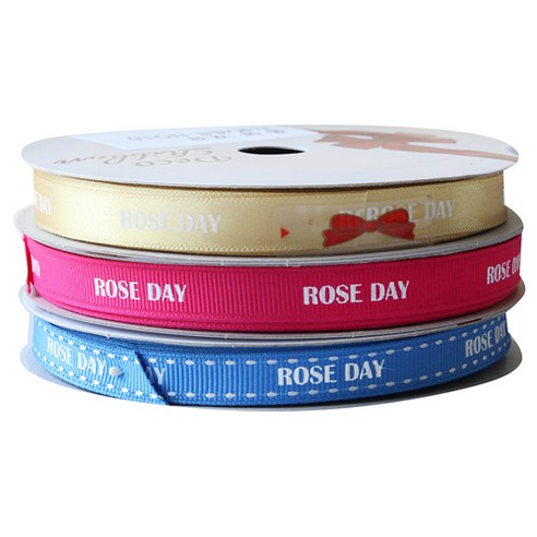 톡톡팬시 굿즈 ROSE DAY 프린팅 포장리본 3p 세트, NO10, 13.5m