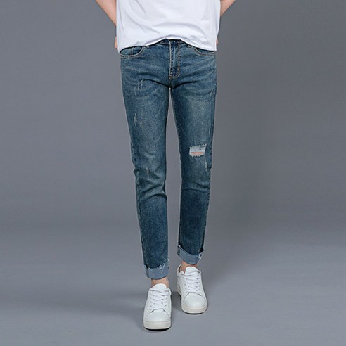 디와이진 남성용 무릎구제 데님 청바지 ME168, 블루