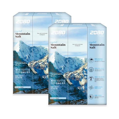 2080 퓨어 마운틴 크리스탈 솔트 치약, 150g, 6개
