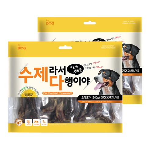 바이독 수제라서다행이야 강아지 간식, 오리도가니, 2개입