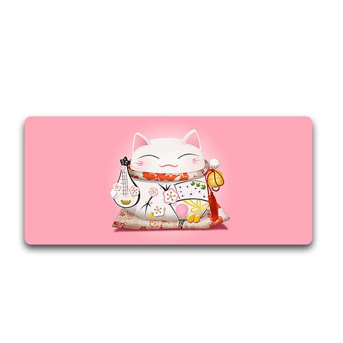 알럽컴 행운의 고양이 마우스 장패드 300 x 800 x 3 mm, 3TYPE(핑크), 1개