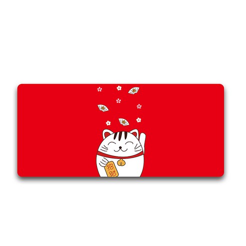 알럽컴 행운의 고양이 마우스 장패드 400 x 900 x 3 mm, 2TYPE(레드), 1개