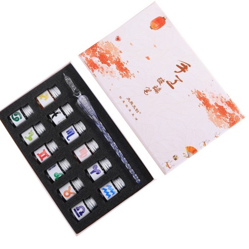 멜팅홈 블라썸 크리스탈 유리 만년필 세트, 0.5mm, A-12