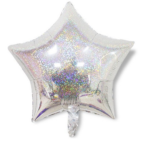 와우파티코리아 별 은박풍선 홀로그램 46 x 46 cm, 실버, 5개입