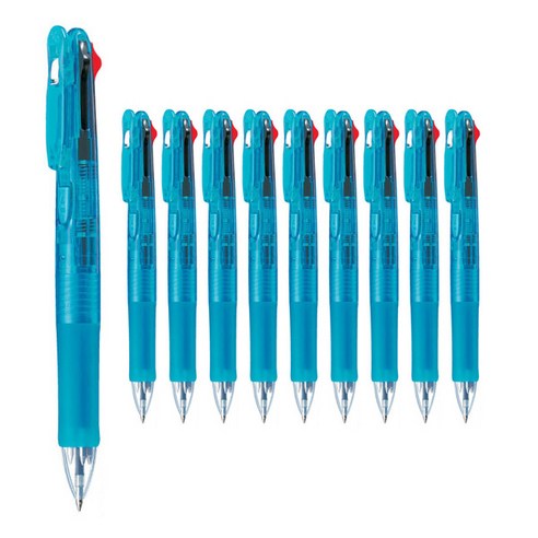 제브라 유성펜 클립온4색 B4A3 0.7mm, 라이트블루, 10개입