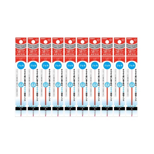 제브라 중성펜 리필심 프레필 NJK 사라사 0.4mm, 레드, 10개