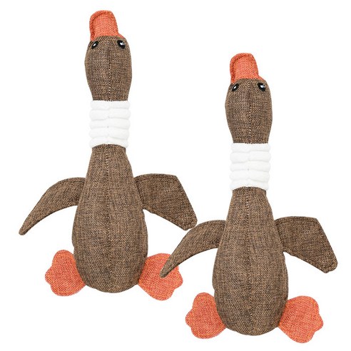 딩동펫 청둥오리 봉제인형 반려동물 장난감 30 x 20 cm, 브라운, 2개입