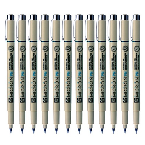 SAKURA 피그마 마이크론 PN 젤잉크펜 0.5mm, 블루블랙, 12개입
