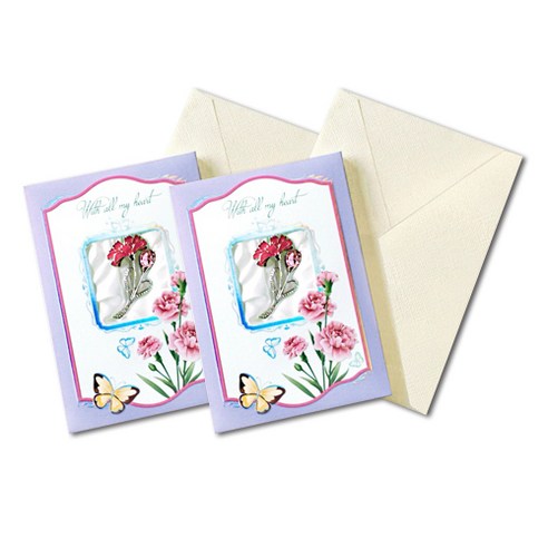 안개나라 카네이션 브로치카드 + 봉투 프리티, 나비, 2세트
