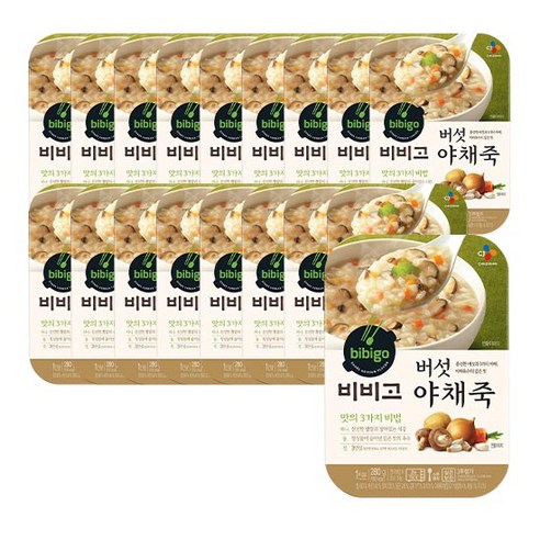 비비고 버섯 야채죽, 280g, 18개입