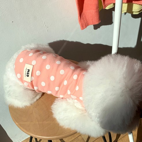 매그독 솜사탕 도트 민소매 티셔츠, 핑크
