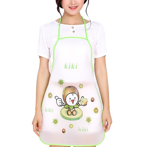 마켓피오 주방 일회용 PVC 방수 캐릭터 앞치마, 키위, 10개입