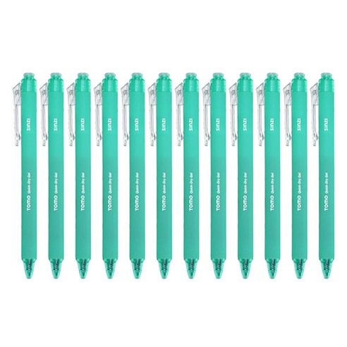 신지 토모 퀵 드라이 중성 젤펜 0.38mm, 그린, 12개입