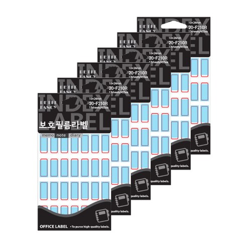 쁘띠팬시 보호필름라벨 견출지 10 x 24 mm 20-F210R 13p, 빨강, 6개