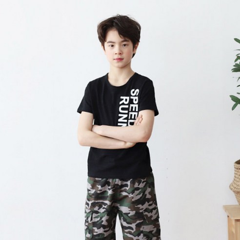 또래친구 남아용 스피드러너 티셔츠, 블랙