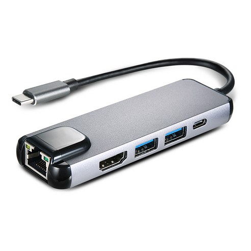아이뮤즈 USB 타입C 올인원 멀티 허브 5in1 이더넷 HDMI 4K HB10, 혼합 색상