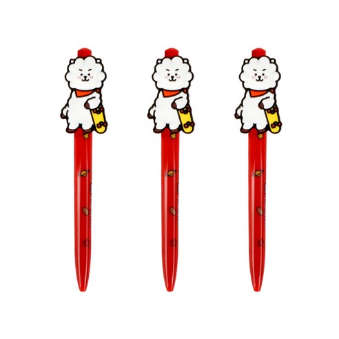 라인프렌즈 BT21 피규어젤펜 0.5mm, 알제이, 3개