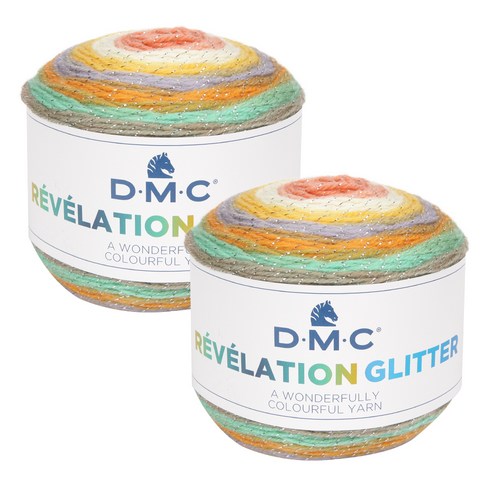 DMC 레볼레이션 글리터 뜨개실 2p, 502번, 250m