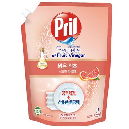 헨켈 프릴 시크릿 오브 맑은식초 주방세제 산뜻한 자몽향 파우치, 1L, 1개