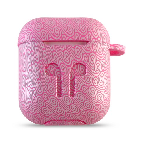 비쉐르 프린팅 스타일 에어팟 2세대 실리콘 케이스, 단일 상품, 핑크 클라우드
