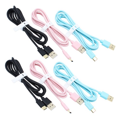 넥시 USB 3.1 C타입 고속 충전 케이블 1m 민트 2p + 핑크 2p + 블랙 2p, 혼합 색상