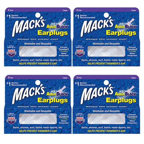 Macks 아쿠아블록 실리콘 수영 귀마개 투명색 4p, 4개, 2쌍