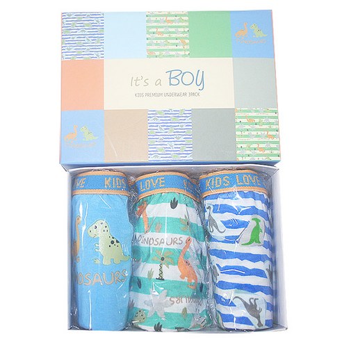 남아용 밴드삼각팬티 3종세트 밴드602 공룡