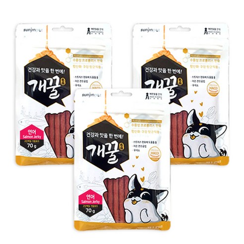 에이치디씨 개꿀 프로폴리스져키 강아지간식 70g, 연어, 3개