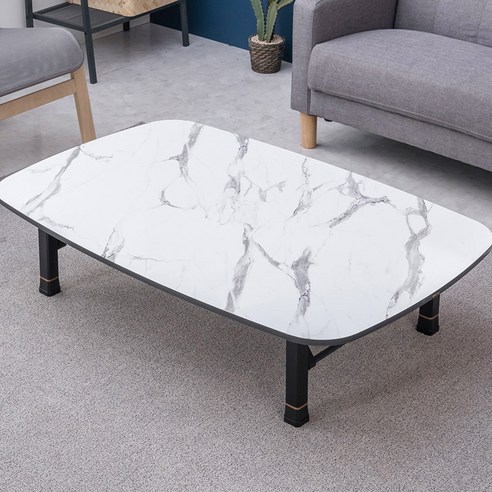 벨라홈 LPM 샤르망 라운드 5단 높이조절 접이식테이블 1200 x 800 mm, 마블화이트