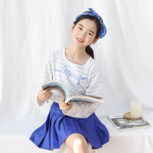 또래친구 여아용 마이스퀘어 T, 블루