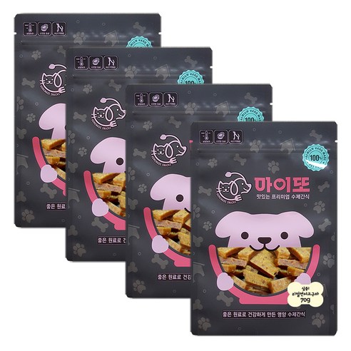 마이또 심쿵 반려견 국내산 수제간식, 리얼 연어 + 고구마 혼합맛, 4개입