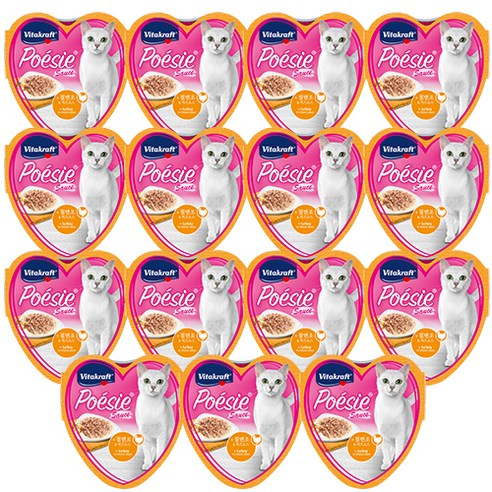비타크래프트 포에세 하트캔 고양이 주식캔 칠면조&치즈소스, 85g, 15개