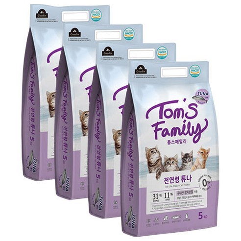 톰스패밀리 구딘 전연령 튜나 고양이 건식사료, 5kg, 4개 길냥이사료 Best Top5 톰스패밀리 구딘 전연령 튜나 고양이 건식사료, 5kg, 4개 길냥이사료 Best Top5