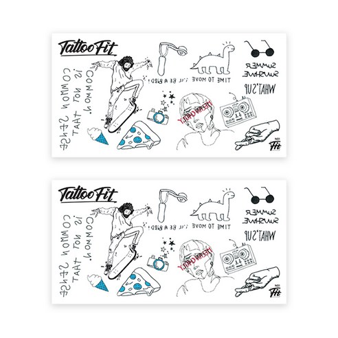 타투에이전트 타투핏 데일리 타투 스티커 NORMAL TATTOO, N01 Doodle All Day, 2개