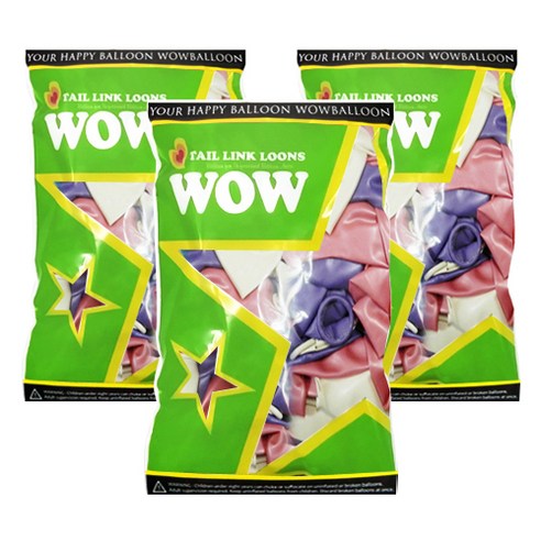 와우파티코리아 와우링커룬 풍선 15cm 50p, 펄러블리하모니, 3개