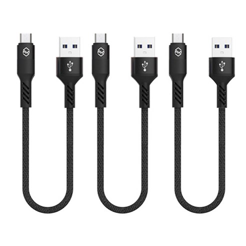 신지모루 로프 마이크로5핀 고속충전 케이블 0.5m, 블랙